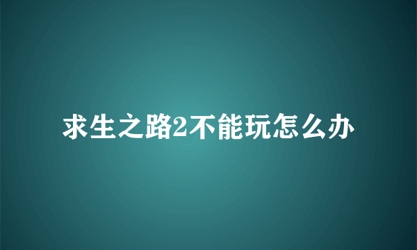 求生之路2不能玩怎么办