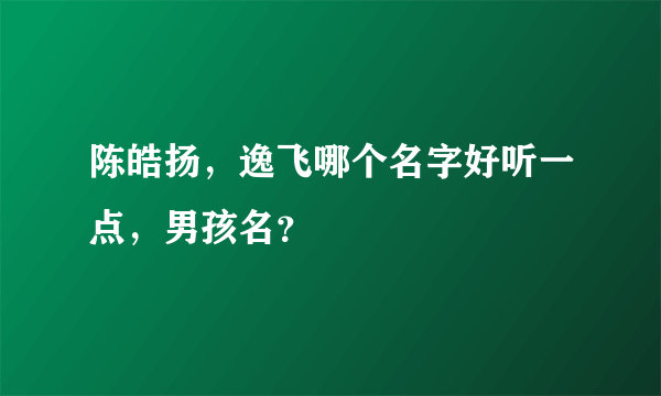 陈皓扬，逸飞哪个名字好听一点，男孩名？