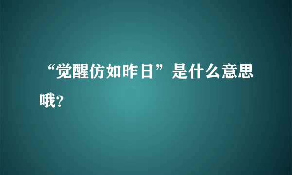 “觉醒仿如昨日”是什么意思哦？