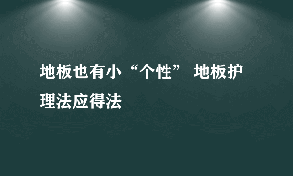 地板也有小“个性” 地板护理法应得法