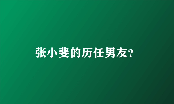 张小斐的历任男友？