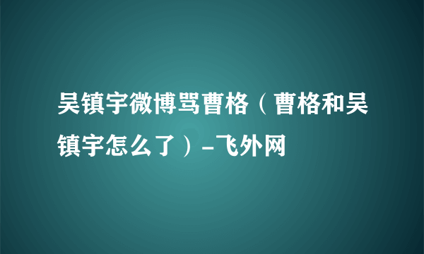 吴镇宇微博骂曹格（曹格和吴镇宇怎么了）-飞外网