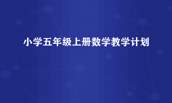 小学五年级上册数学教学计划