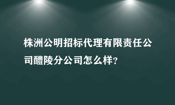 株洲公明招标代理有限责任公司醴陵分公司怎么样？