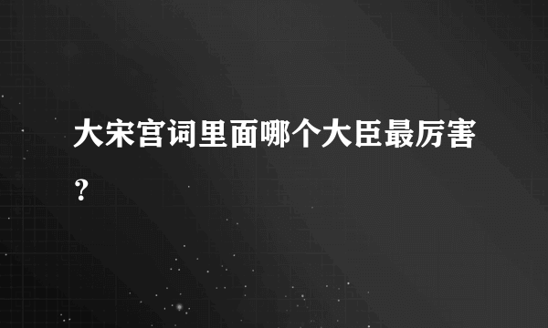 大宋宫词里面哪个大臣最厉害？