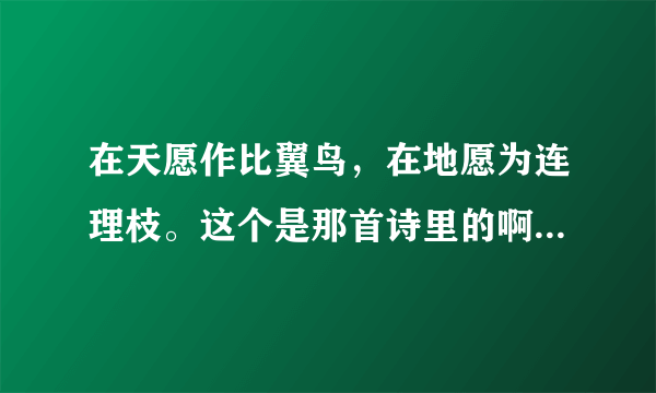 在天愿作比翼鸟，在地愿为连理枝。这个是那首诗里的啊？能否提供一下？