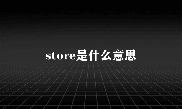 store是什么意思