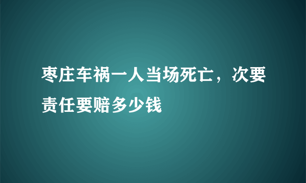 枣庄车祸一人当场死亡，次要责任要赔多少钱