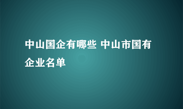 中山国企有哪些 中山市国有企业名单