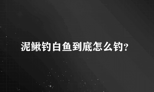 泥鳅钓白鱼到底怎么钓？