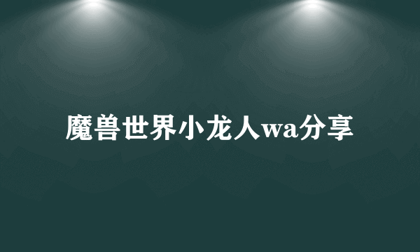 魔兽世界小龙人wa分享