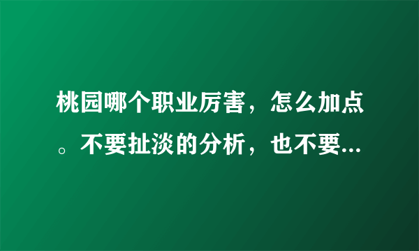 桃园哪个职业厉害，怎么加点。不要扯淡的分析，也不要把每个职业的特点复制下来让我选