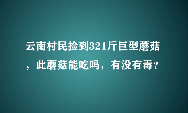 云南村民捡到321斤巨型蘑菇，此蘑菇能吃吗，有没有毒？