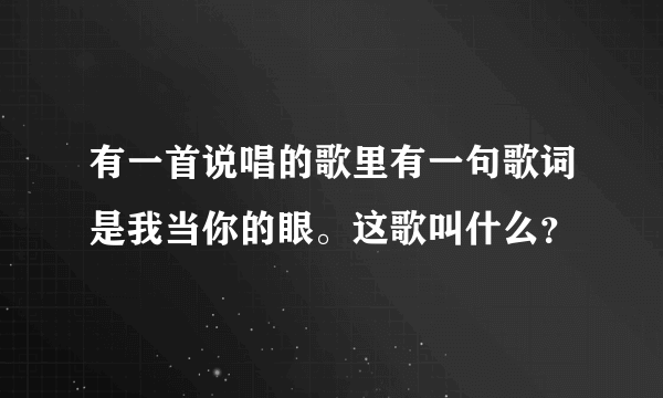 有一首说唱的歌里有一句歌词是我当你的眼。这歌叫什么？