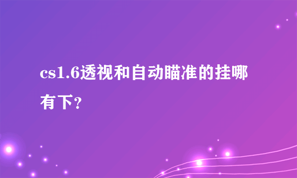 cs1.6透视和自动瞄准的挂哪有下？