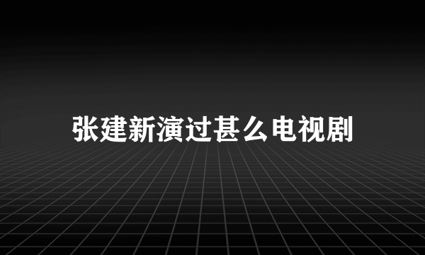 张建新演过甚么电视剧