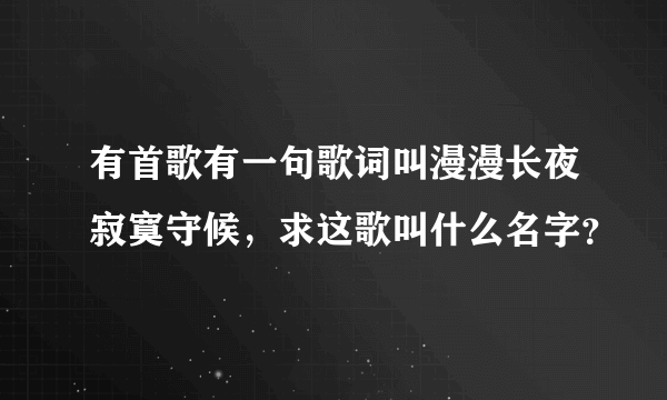 有首歌有一句歌词叫漫漫长夜寂寞守候，求这歌叫什么名字？