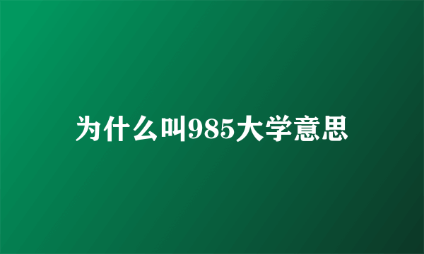 为什么叫985大学意思