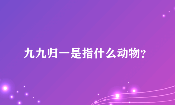 九九归一是指什么动物？