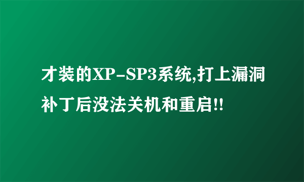 才装的XP-SP3系统,打上漏洞补丁后没法关机和重启!!