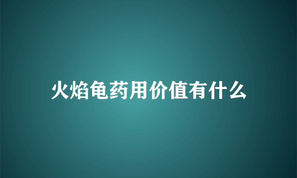 火焰龟药用价值有什么