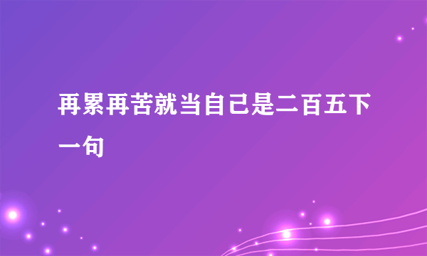 再累再苦就当自己是二百五下一句