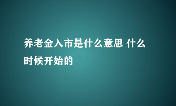 养老金入市是什么意思 什么时候开始的