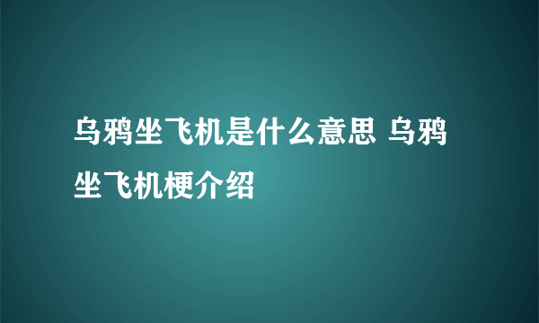 乌鸦坐飞机是什么意思 乌鸦坐飞机梗介绍