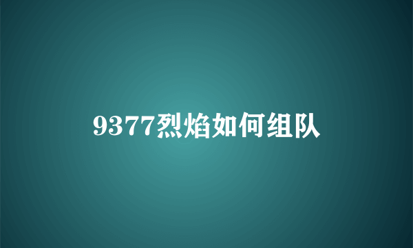 9377烈焰如何组队