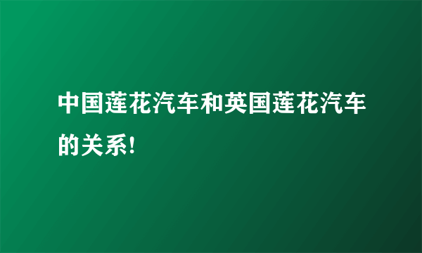 中国莲花汽车和英国莲花汽车的关系!