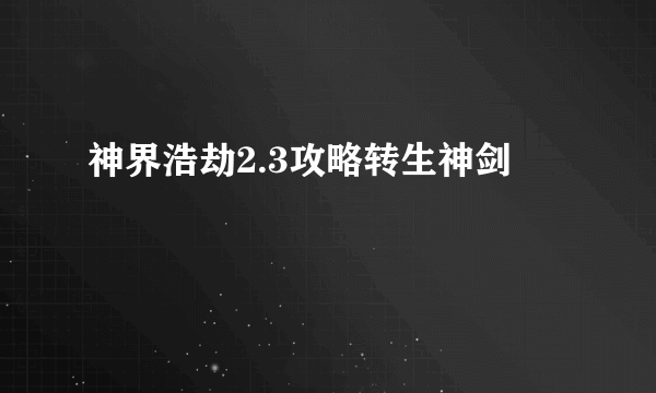 神界浩劫2.3攻略转生神剑