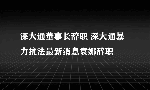 深大通董事长辞职 深大通暴力抗法最新消息袁娜辞职