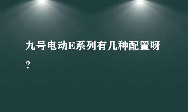 九号电动E系列有几种配置呀？