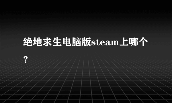 绝地求生电脑版steam上哪个？