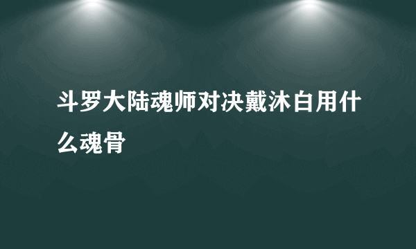 斗罗大陆魂师对决戴沐白用什么魂骨