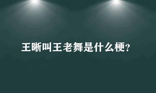 王晰叫王老舞是什么梗？