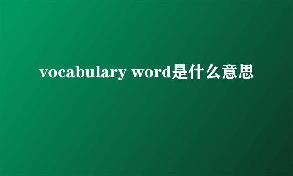 vocabulary word是什么意思