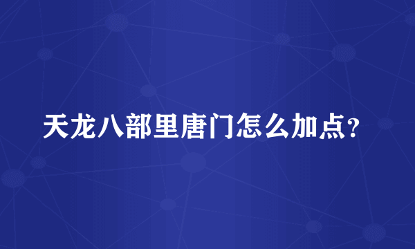 天龙八部里唐门怎么加点？