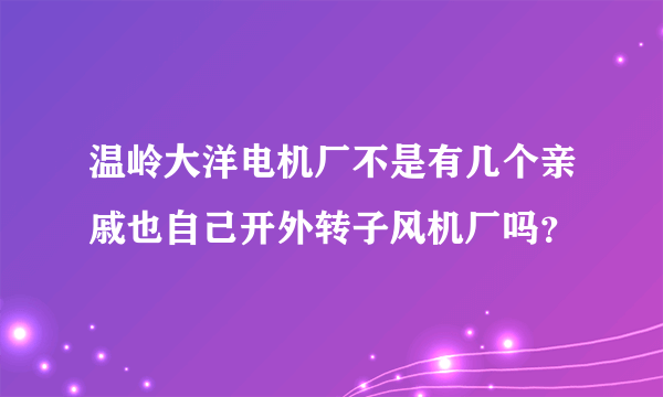 温岭大洋电机厂不是有几个亲戚也自己开外转子风机厂吗？