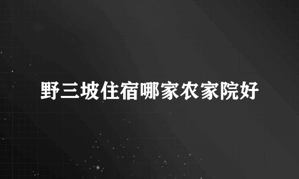 野三坡住宿哪家农家院好