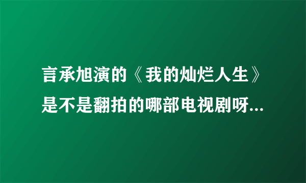 言承旭演的《我的灿烂人生》是不是翻拍的哪部电视剧呀？叫什么名来着？