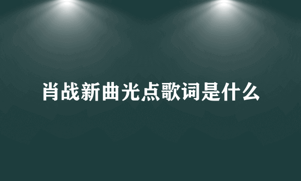 肖战新曲光点歌词是什么