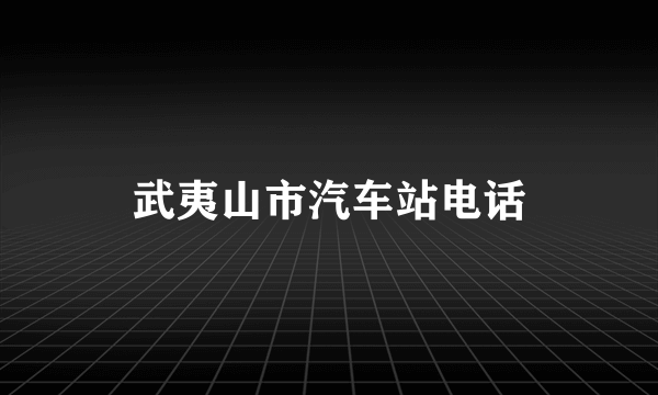 武夷山市汽车站电话