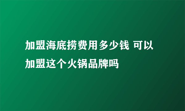 加盟海底捞费用多少钱 可以加盟这个火锅品牌吗