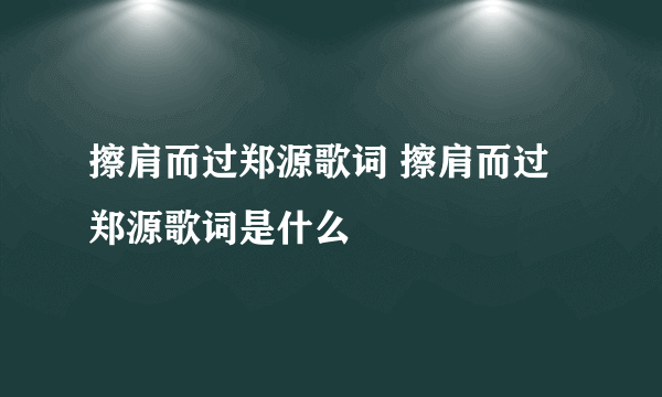 擦肩而过郑源歌词 擦肩而过郑源歌词是什么