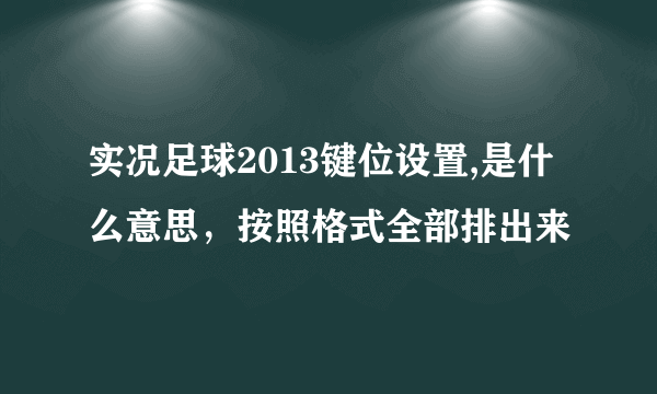 实况足球2013键位设置,是什么意思，按照格式全部排出来