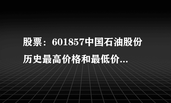 股票：601857中国石油股份历史最高价格和最低价格各是多少？