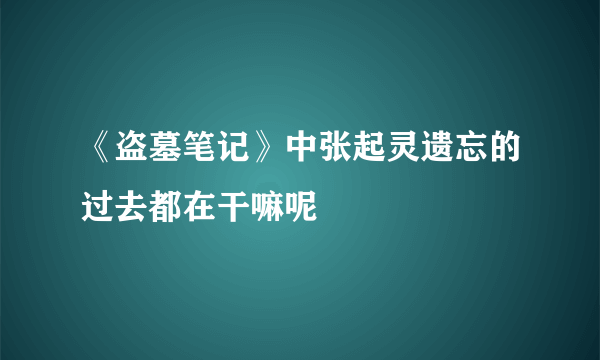 《盗墓笔记》中张起灵遗忘的过去都在干嘛呢