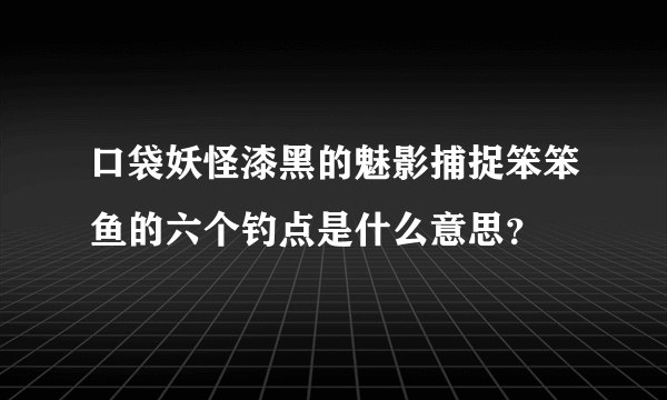 口袋妖怪漆黑的魅影捕捉笨笨鱼的六个钓点是什么意思？