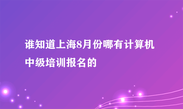 谁知道上海8月份哪有计算机中级培训报名的